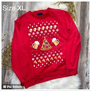Pizza and beer “Ugly” Christmas sweater